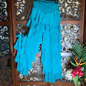 NWT L& B Ruffles & Lace Turquoise/Teal pants Sz L